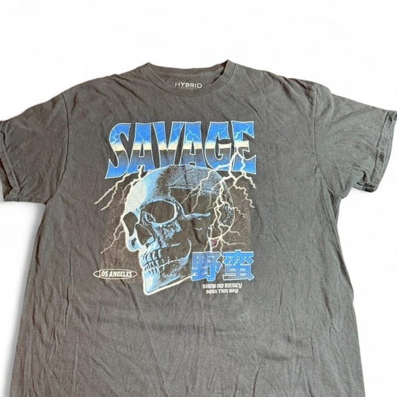 Hybrid Apparel Other - Hybrid Apparel Savage Skull Graphic Tee Los Angeles Lightning Black XL